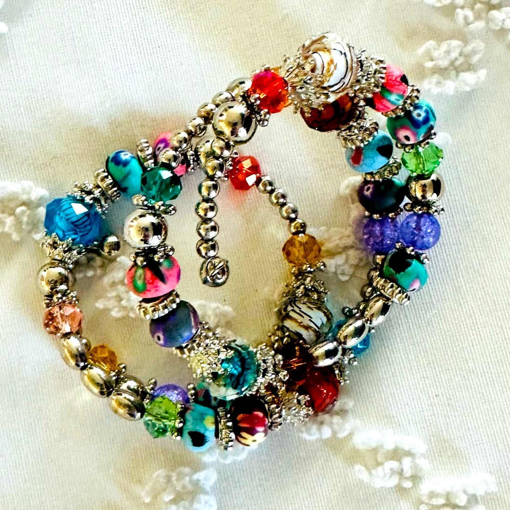 Wraparound beaded bracelet